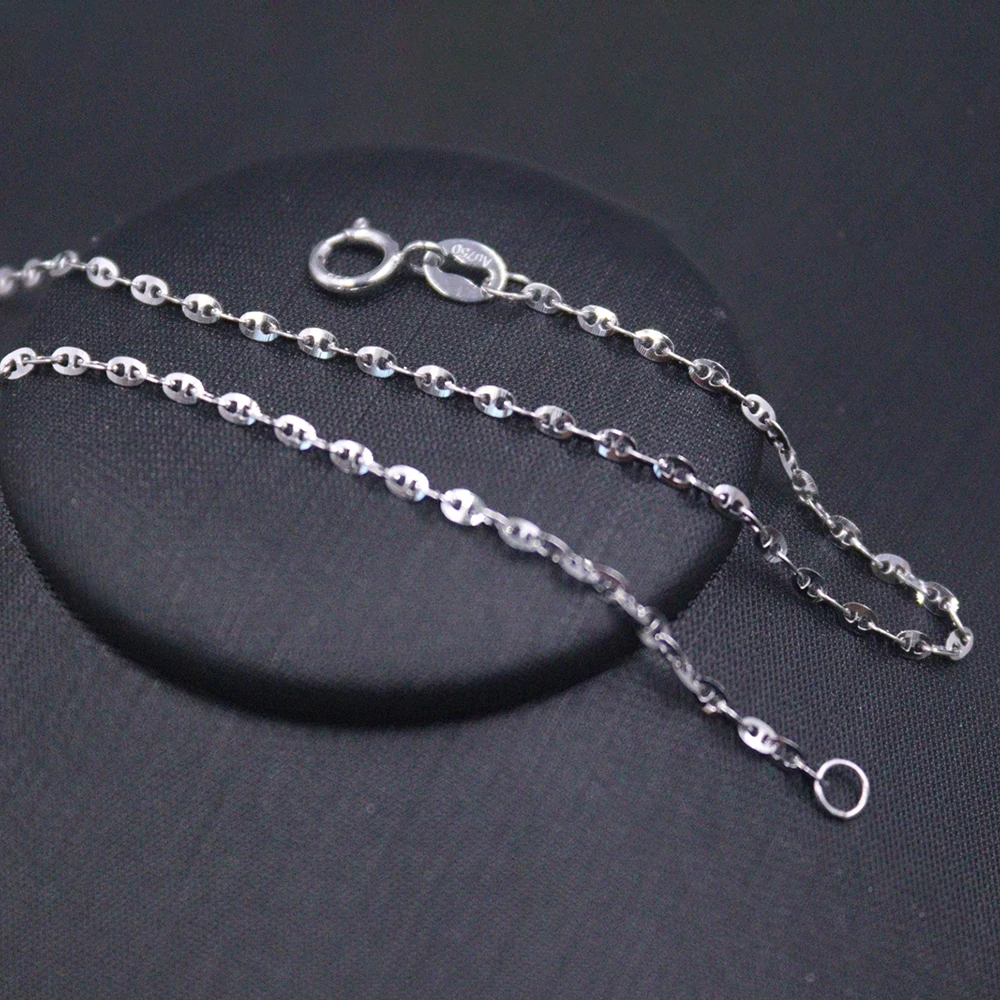 

New Authentic 18K White Gold 1.5mmW Anchor Chain Link Necklace 45cm 1.7-2g