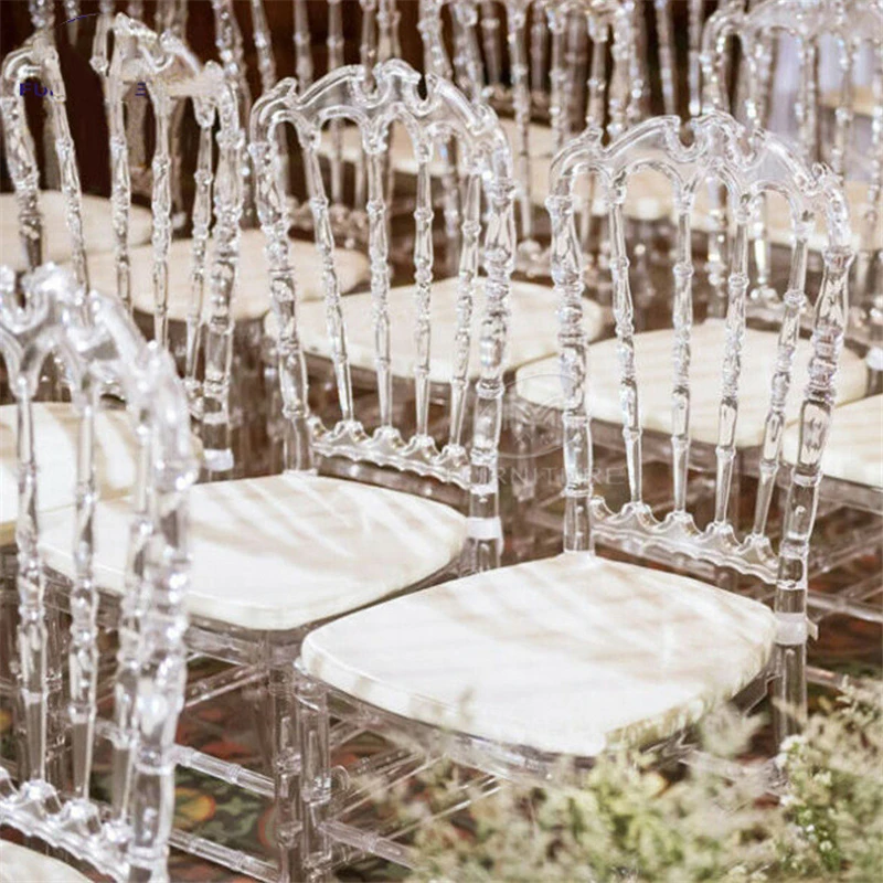 

4 Pcs Clear Bamboo Chair Wedding Acrylic Chair Banquet Crystal Seat Family Hotel Dining Room chair Decoration