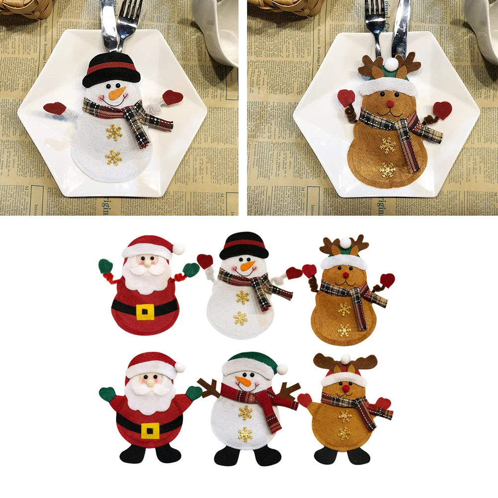 

Christmas Table Decorations Tabletop Cutlery Bag Organizer Holder and Fork Ornament