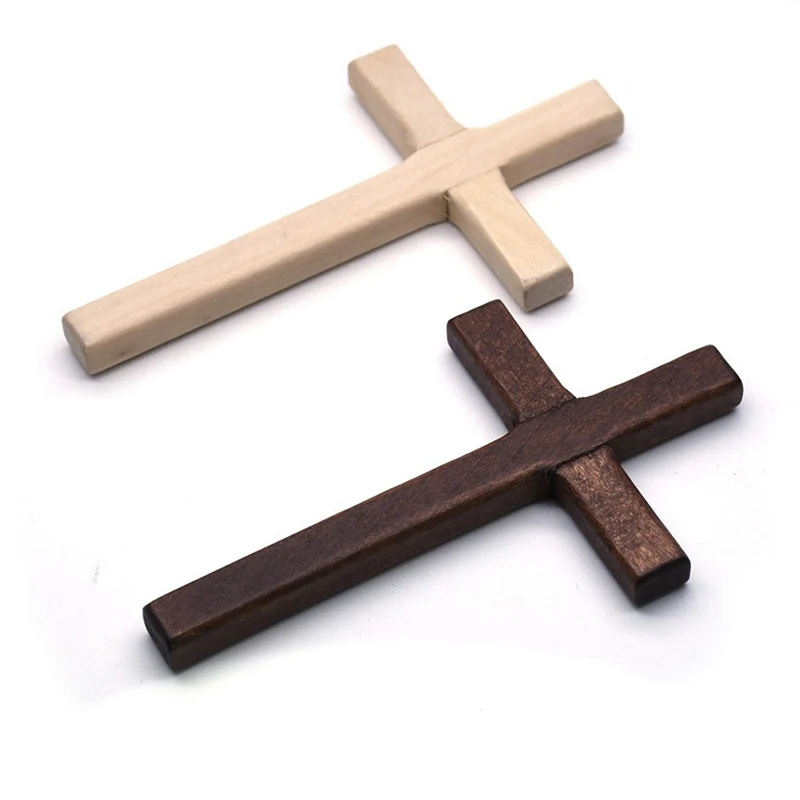 Two-Tone Wooden Hanging Crucifix Wall Decor, 12cm