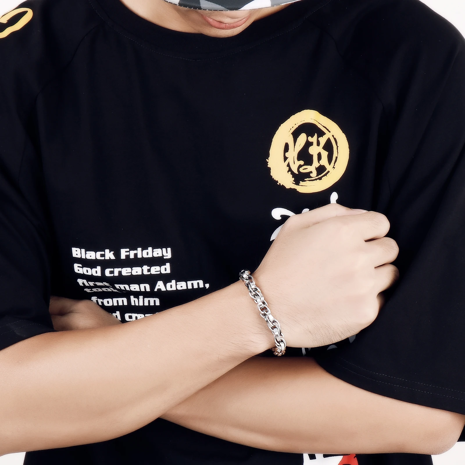 KALEN New Brushed Linking Chain Bracelet Men Stainless Steel