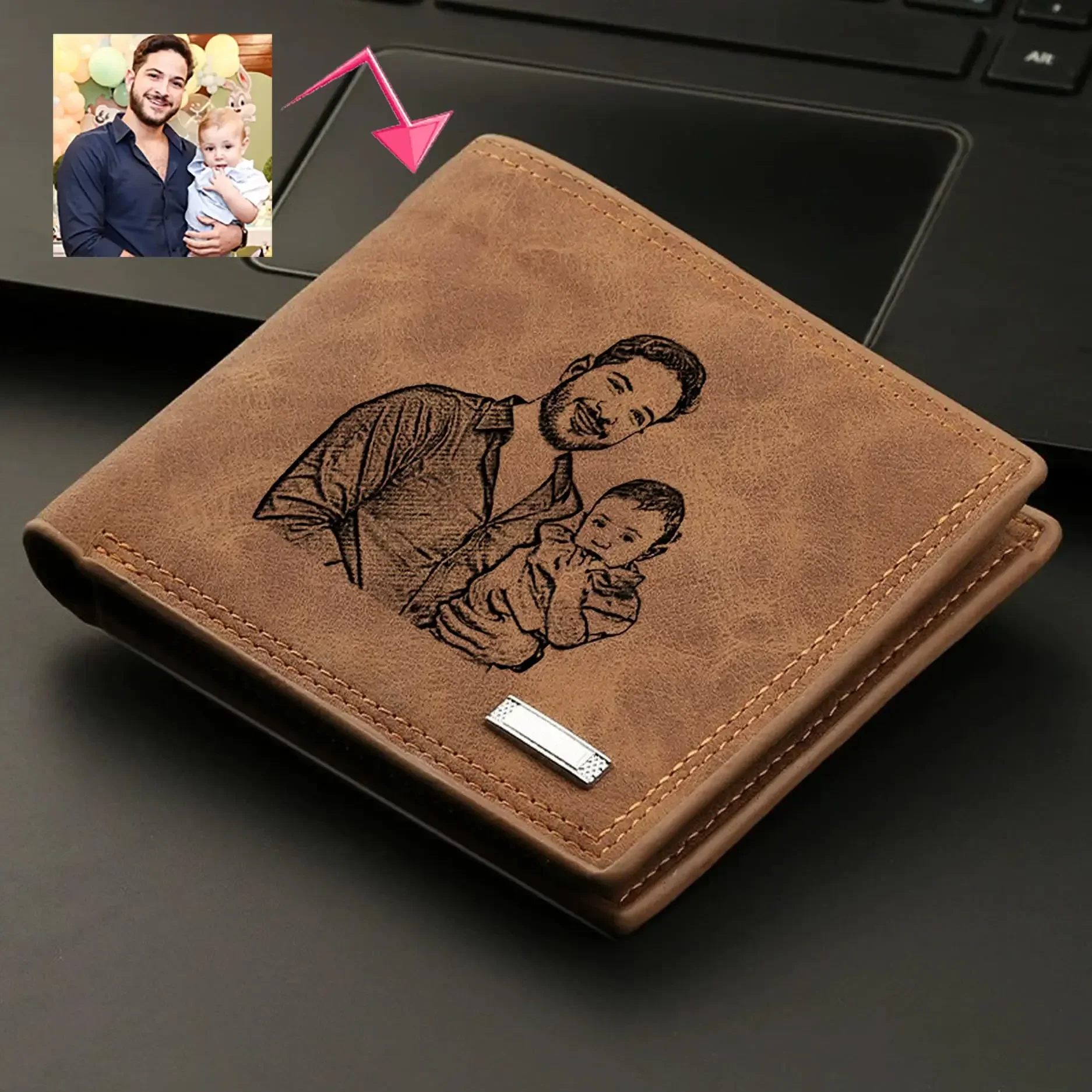 Men Wallets Personalized Photo Birthday Anniversary Custom Wallets for BF Christmas Customized Gifts for Dad Fathers Husband Son - 2