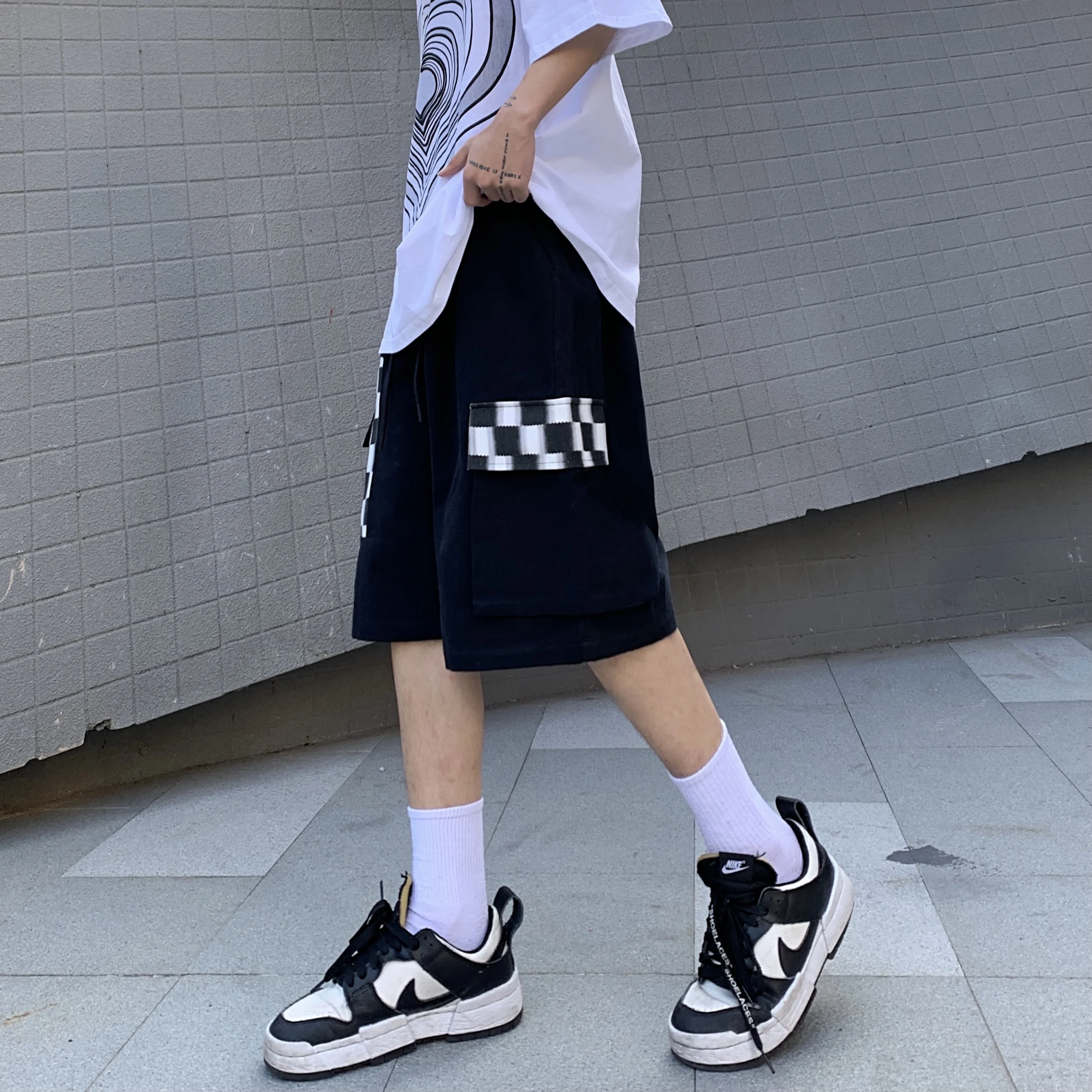 Summer Japanese ins Cargo Straight Pants women Casual wild Korean black Harajuku Simple Oversize shorts Fashion Unisex Short women's clothing stores