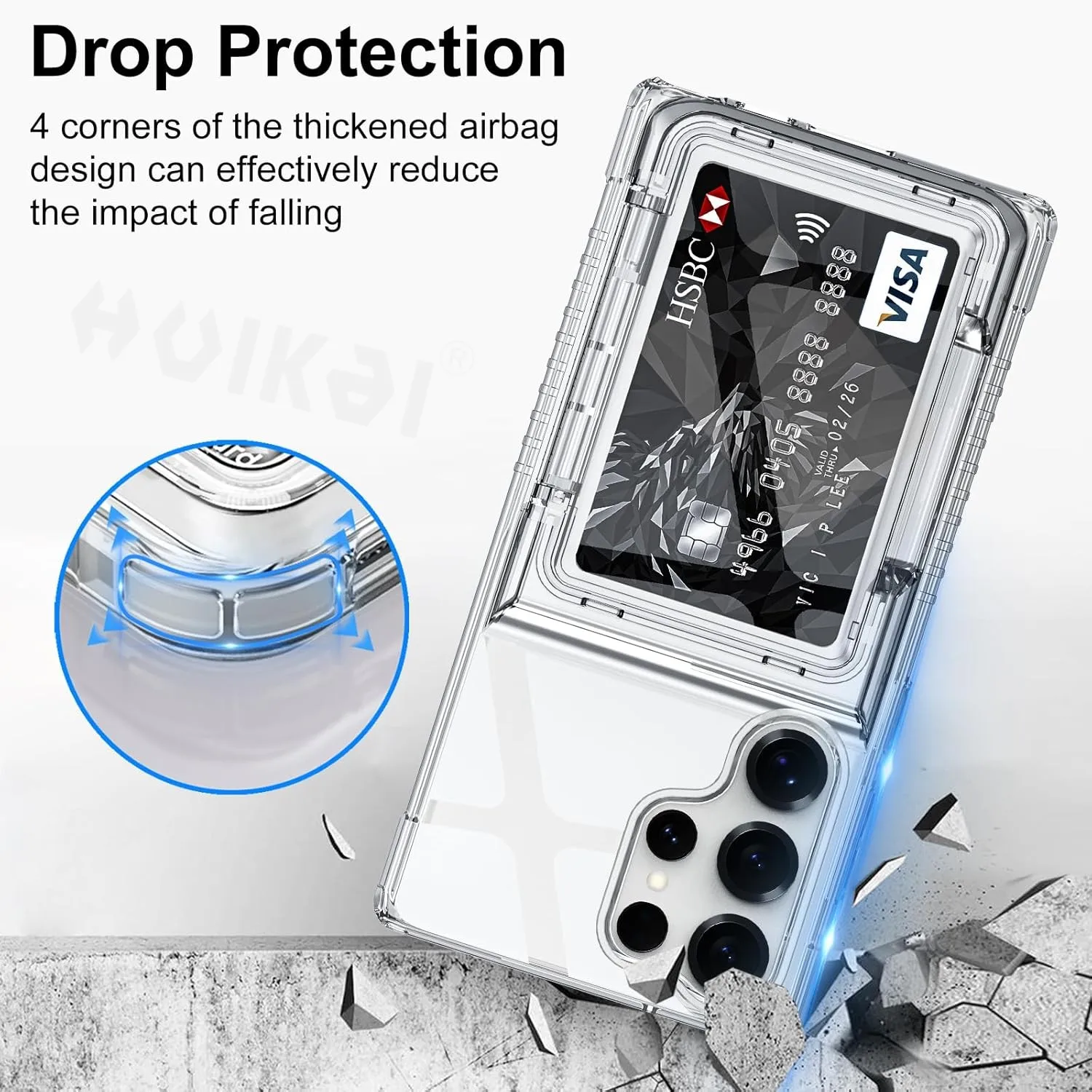 Slim Hard Protective Wallet Card Case with Slide Slot and Heavy Duty Cover