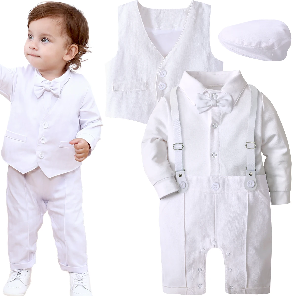 Baby Boy Christening Romper Set 1