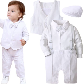 Baby Boy Christening Romper Set 1