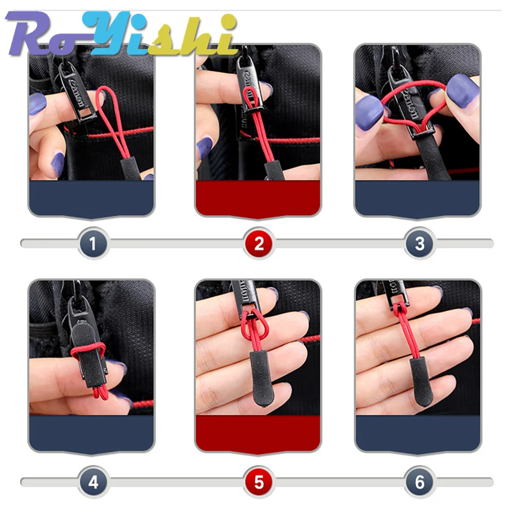 Zipper Pullers Zipper Accessories 10 Pcs/Pack Mix Color Cord Zipper Pull Puller End Strap For Apparel Travel Bag Accessories