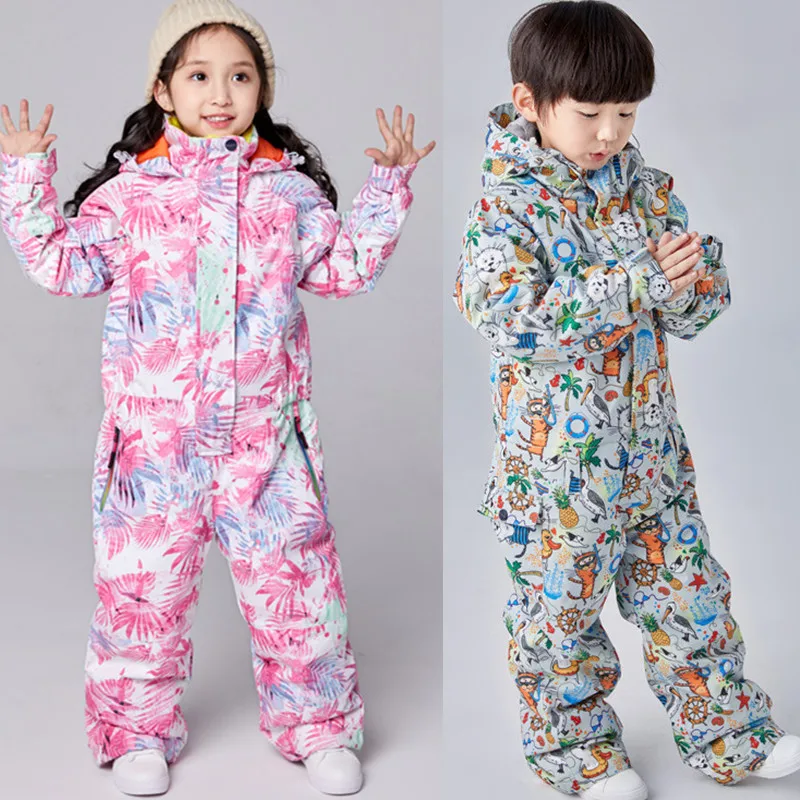 

Boys Girls Winter Ski Suit Waterproof Windproof Kids Hooded Sport Snowboard Overalls Children Warm Skiing Jumpsuit One-Pieces
