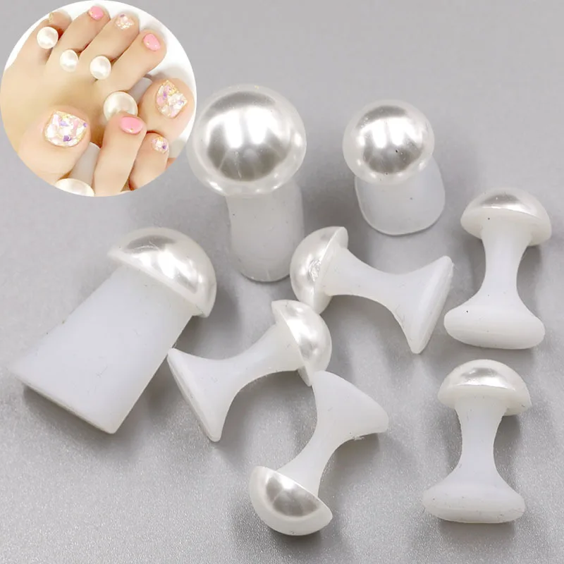 8Pcs White Pearls Soft Silicone Toe Separator For Nail Polish，Set of Toe Spacers For Feet Apply Nail Polish And Repair nails