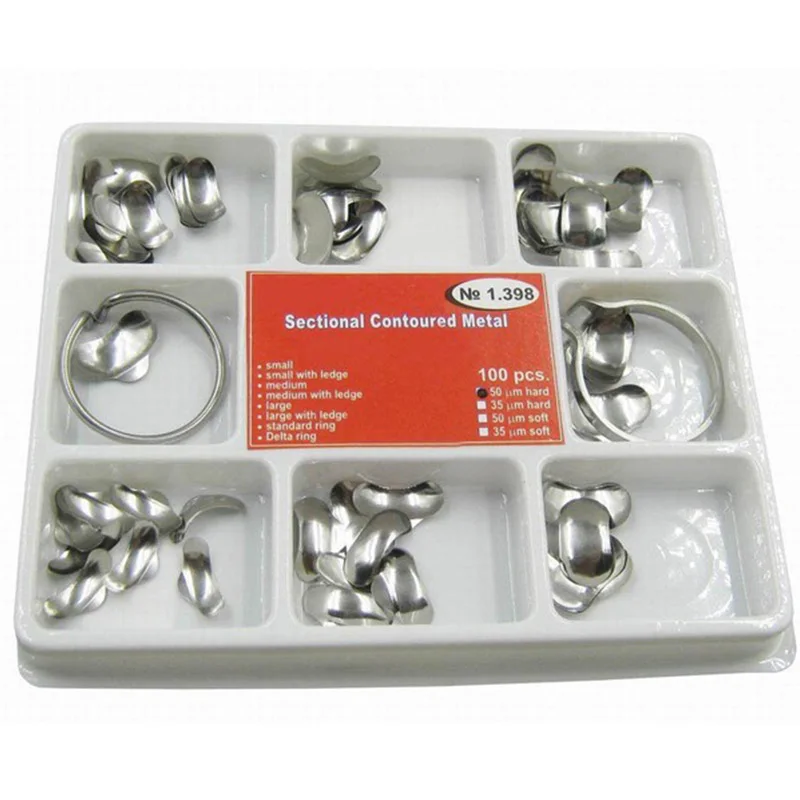 

100 шт./упак. зубная матрица, секционные матрицы, контурный металлический Универсальный комплект для замены зубов, инструменты для стоматологии