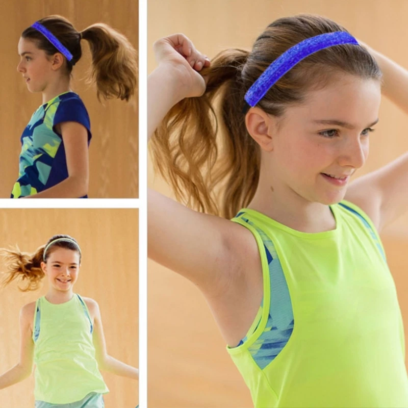 Sports Headbands Sparkly Glitter Non-Slip Elastic Girls Velvet-Fabric Stretchy