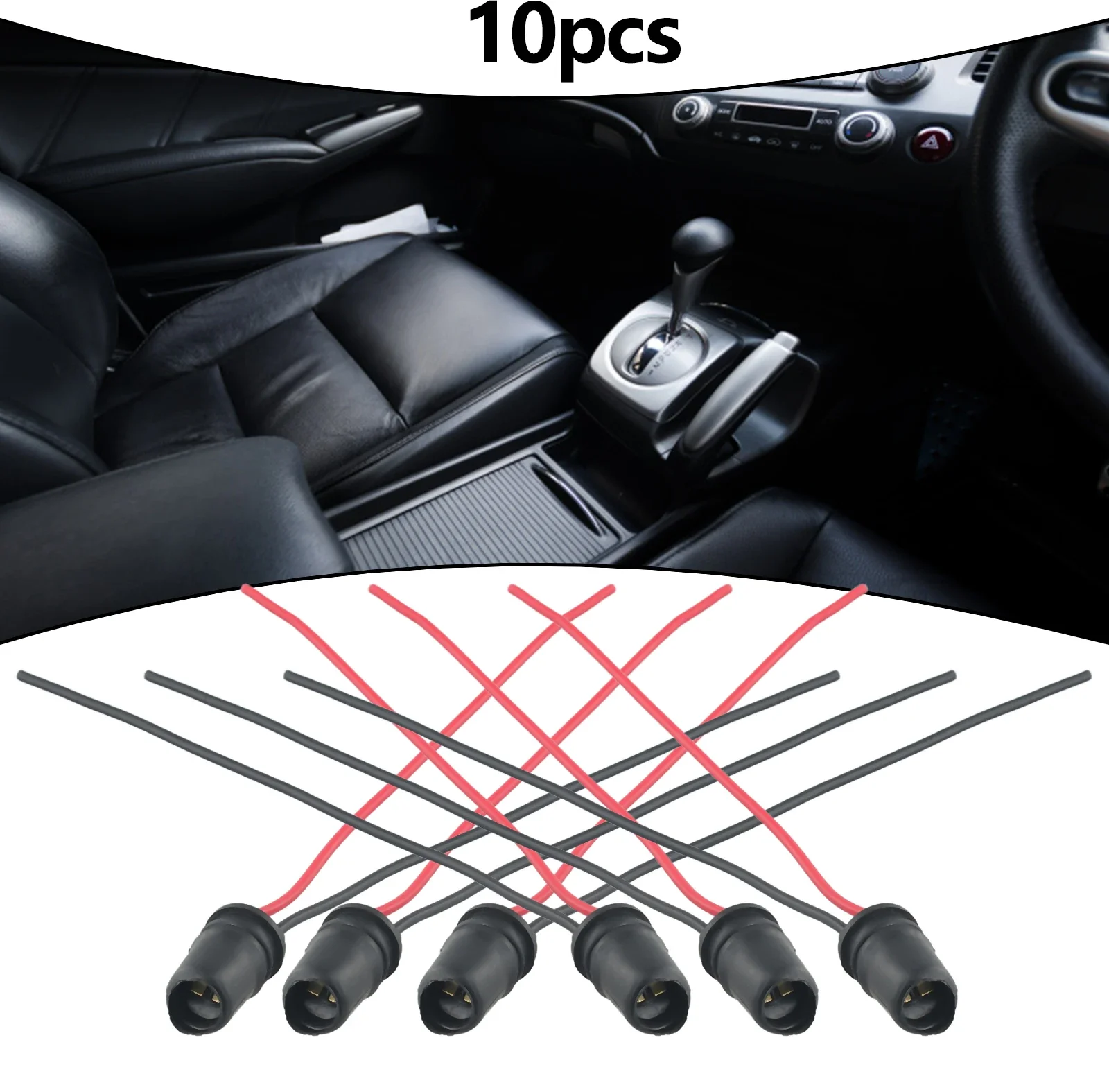 

10pcs Rubber T10 W5W Car Auto Light Bulb Round Socket Lamp Holder Base Connector Fits For Motorcycle Instrument Lights