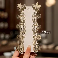 10 alloy rhinestone hair clips, fashionable small grab hair accessories 5