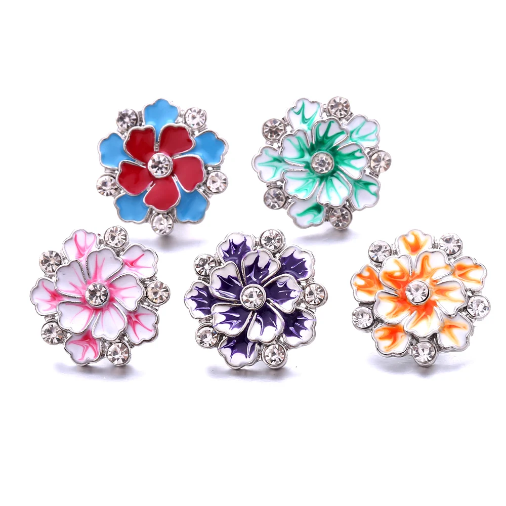 

20pcs 18mm Flower Snap Buttons Metal Charms 18mm Snap Button Jewelry for Snaps Bracelet DIY Jewelry Making