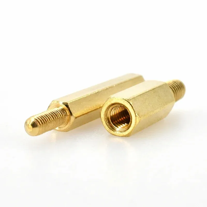 100PCS M2 M2.5 M3 M4 남성-여성 육각 황동 마더 보드 스탠드 오프 육각형 PCB 지원 랙 스터드 마운트 컬럼 간격 나사 볼트