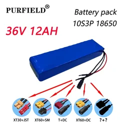 PURFIELD 36V 10S3P 18650 Lithium Battery Pack 12AH 600W 20A BMS T XT30 XT60 DC Plug for Xiaomi Mijia M365 Electric Bicycle Scoot