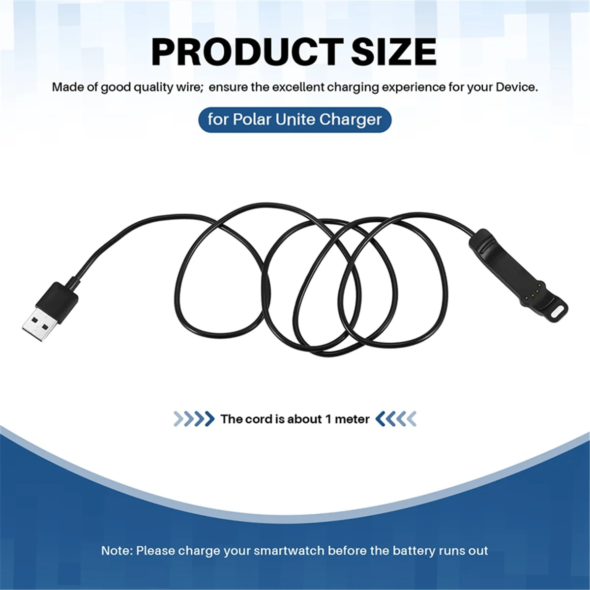 Unite Fitness Watch용 SCLS 스마트 워치 충전기 - USB 충전 케이블 3.3Ft 100cm - 피트니스 스마트워치 액세서리