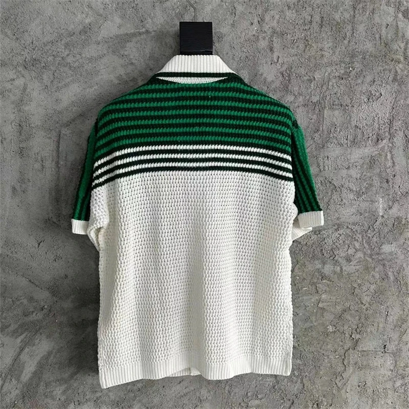 

New Style Short Sleeve Casablanca Jacquard Sweater Men Women Cardigan Embroidery Sweatshirts