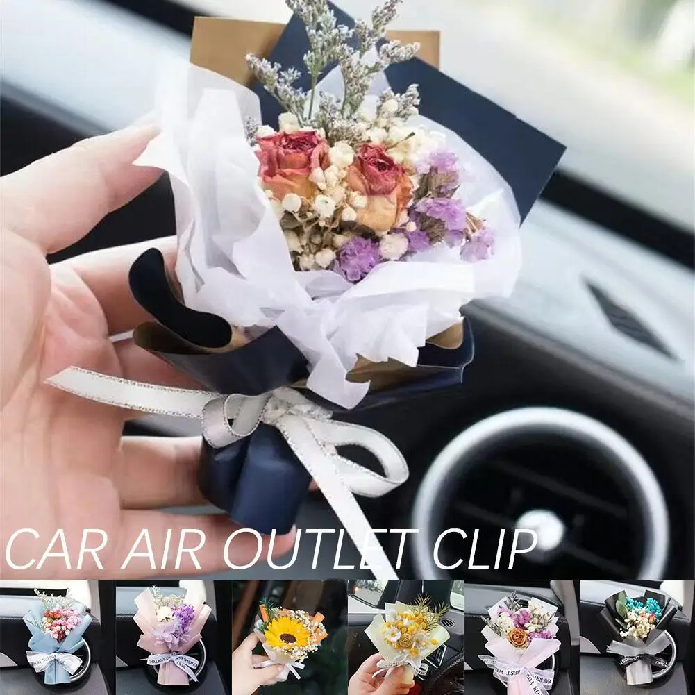 Mini kreativitu sušené květin kytice auto parfém vzduch klip okrasa kytice vnitřní auto odvětrávací komín kvést příslušenství věčný Q3P7