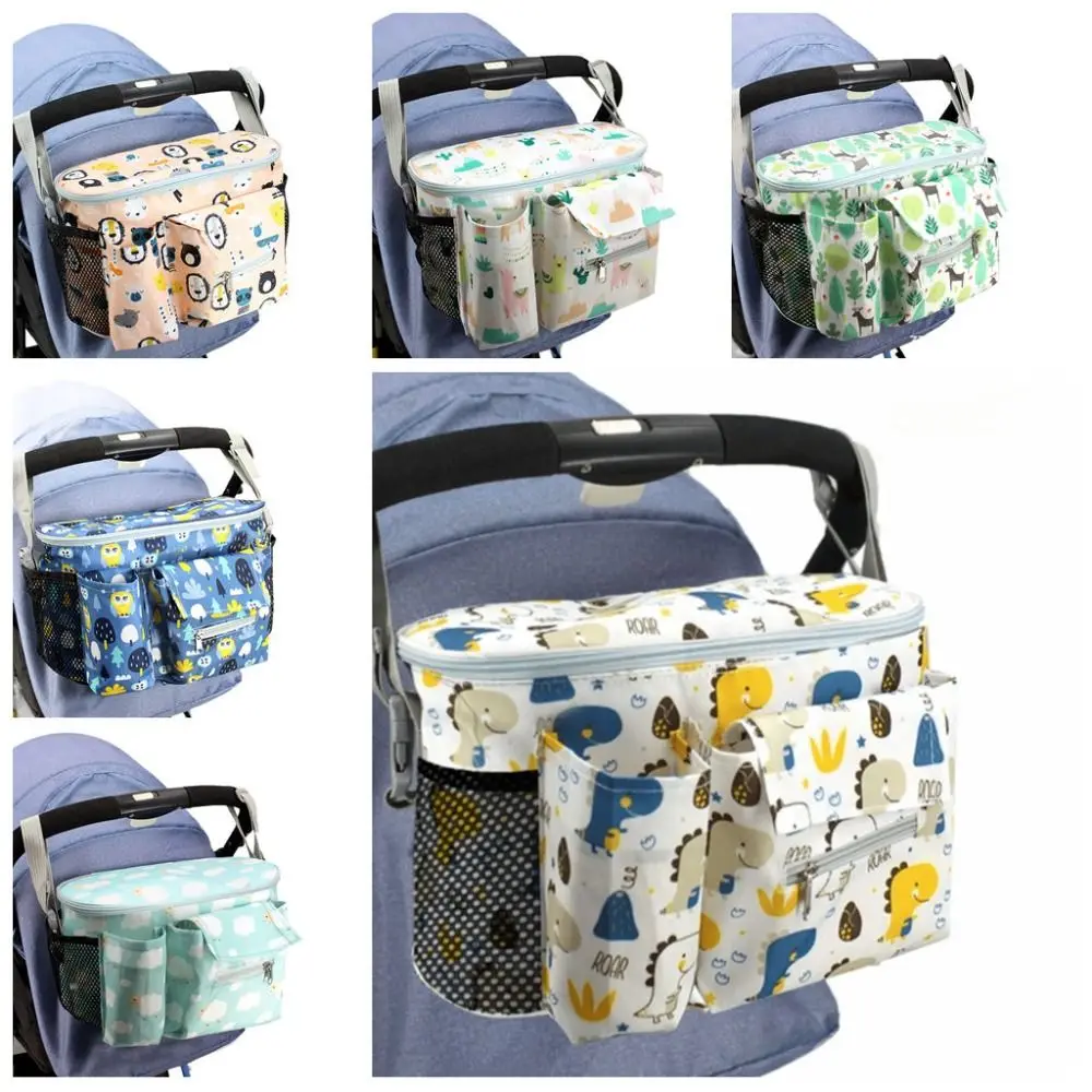 Oxford Cloth Baby Stroller Bag Printed Cartoon Multi-functional Diaper Bag Large Capacity Storage Basket Pushchair Use