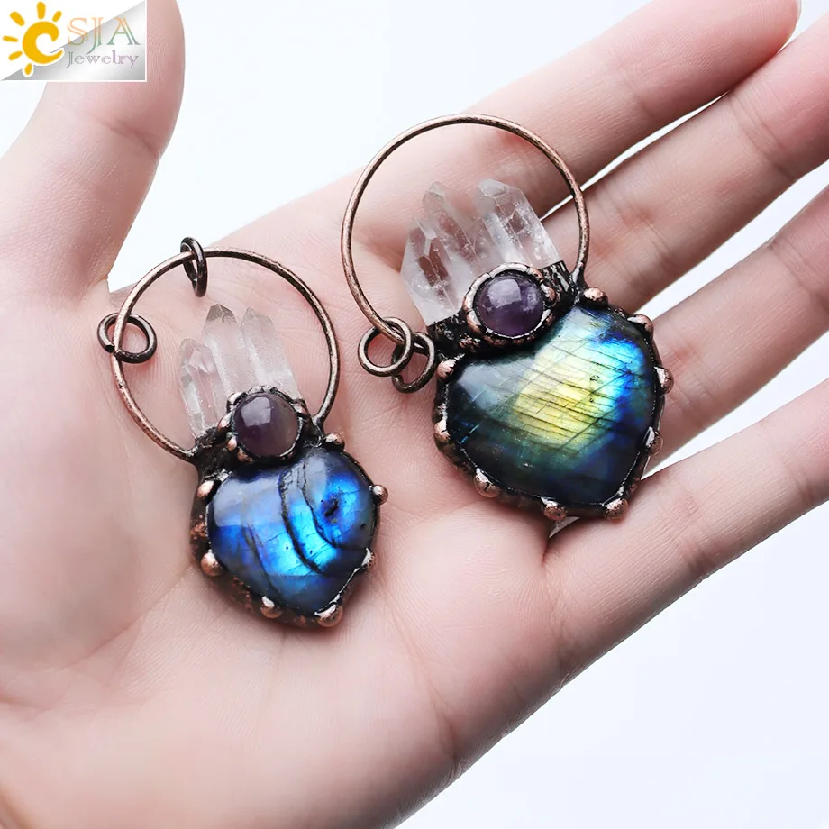 Labradorite with Quartz Crystal Pendant 5