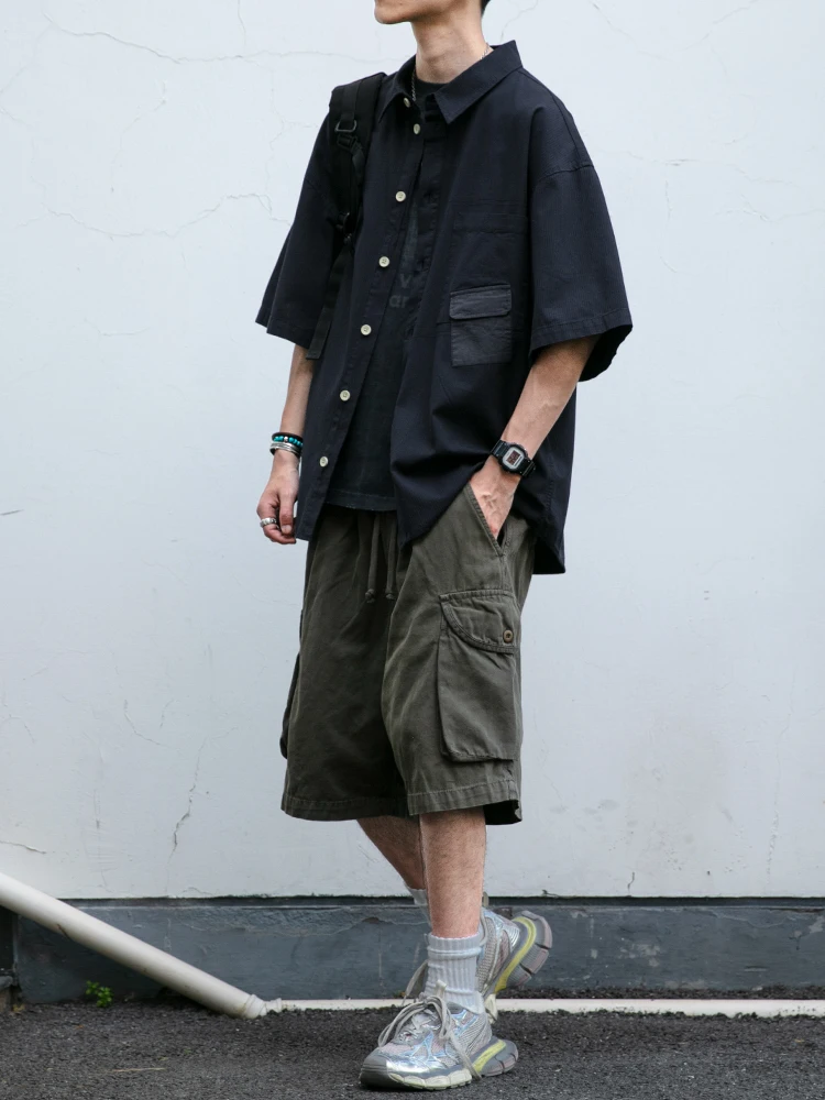Japanese Streetwear Summer High Quality Short Sleeve Shirt Men Clothing Korean Fashion Thin Tops Plus Size Harajuku Casual Shirt