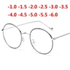 Metal Women Men Round Minus Prescription Eyeglasses With Degree Ultralight Finished Myopia Glasses Diopter 0 -0.5 -1.0 To -6.0 1