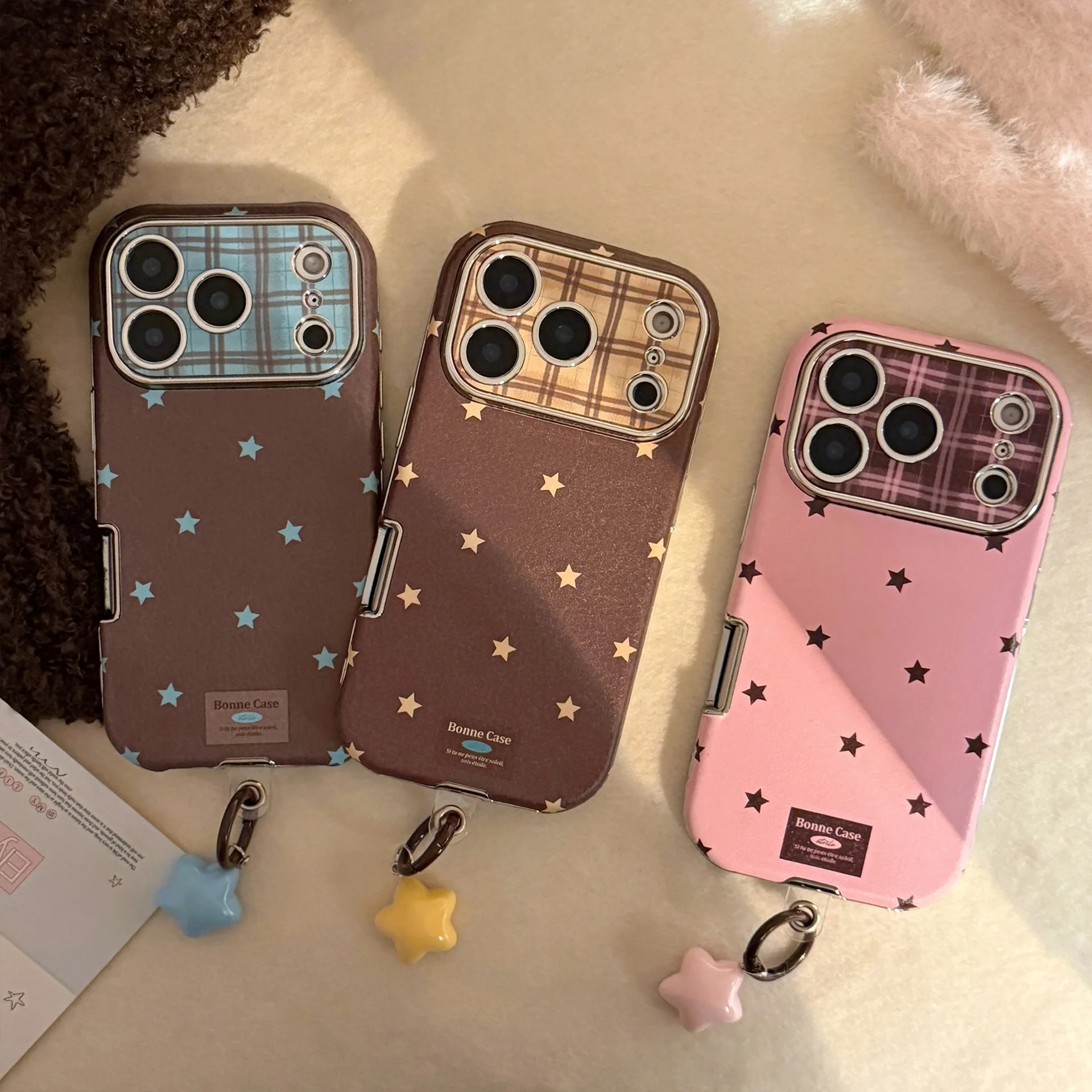 Korean Retro Stars Plating Leather Case image 1