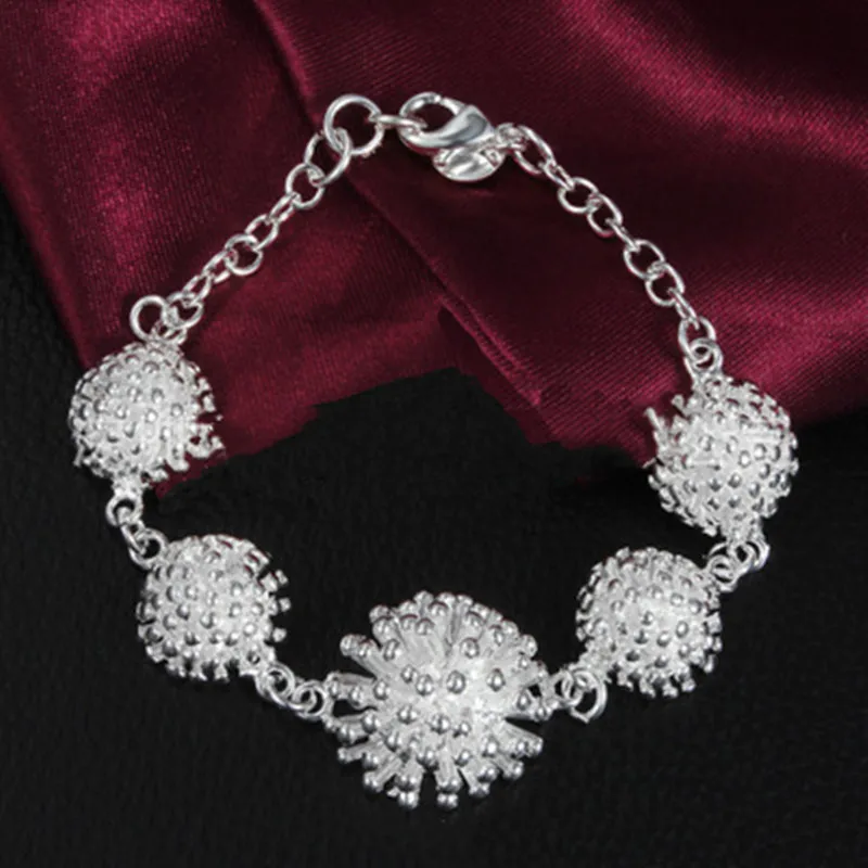 

Fine Silver Bracelets for Women Fireworks Flower Chain Fashion engagement Wedding Party Christmas Gifts Jewelry