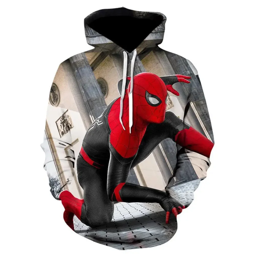 Sudaderas con capucha de primavera y otoño para hombre, sudaderas con capucha de Marvel Spider-Man con estampado 3D, camisetas de manga larga, sudaderas deportivas para exteriores para hombre