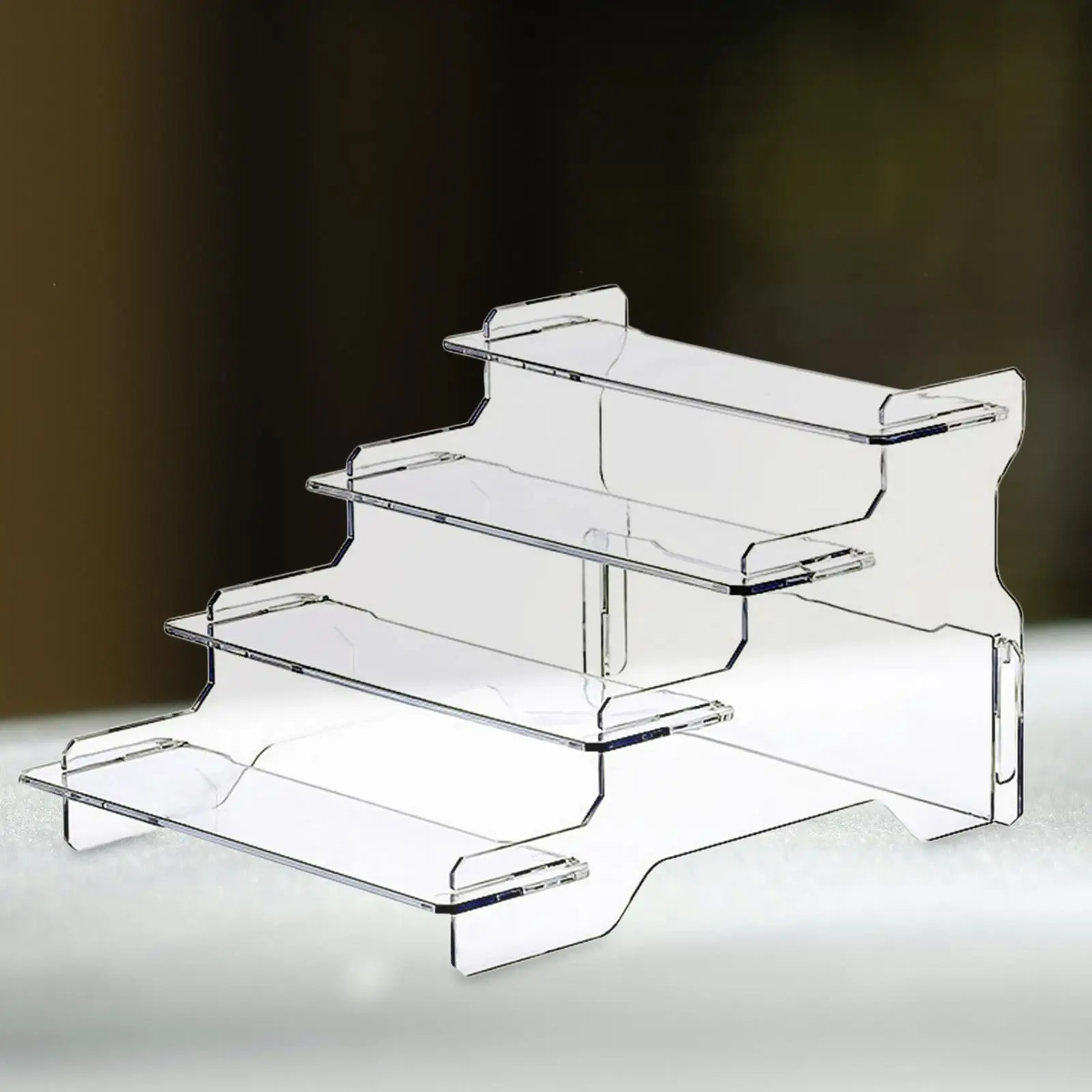 Transparent Clear Display Riser Shelf Cupcakes Holder Organizer Stand Storage Showcase Fixtures for Cabinet Collectibles Perfume
