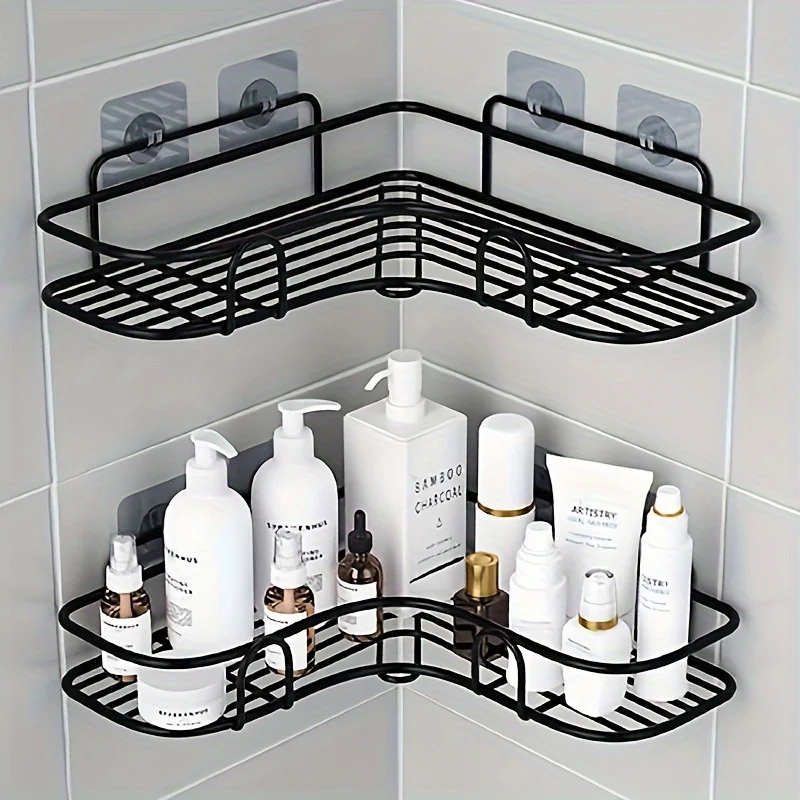 Non-perforated stainless steel corner shower rack Hanging shelves Rust-proof bathroom wall mounted storage shelves