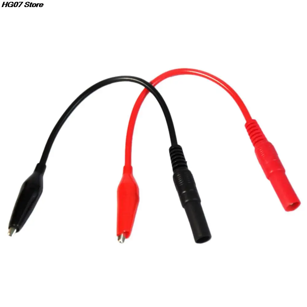 2PCS DIY Alligator Cilp to Plug Test Cable Lead Connector Dual Tester Probe 20mm Crocodile Clip for Multimeter Measure Tool
