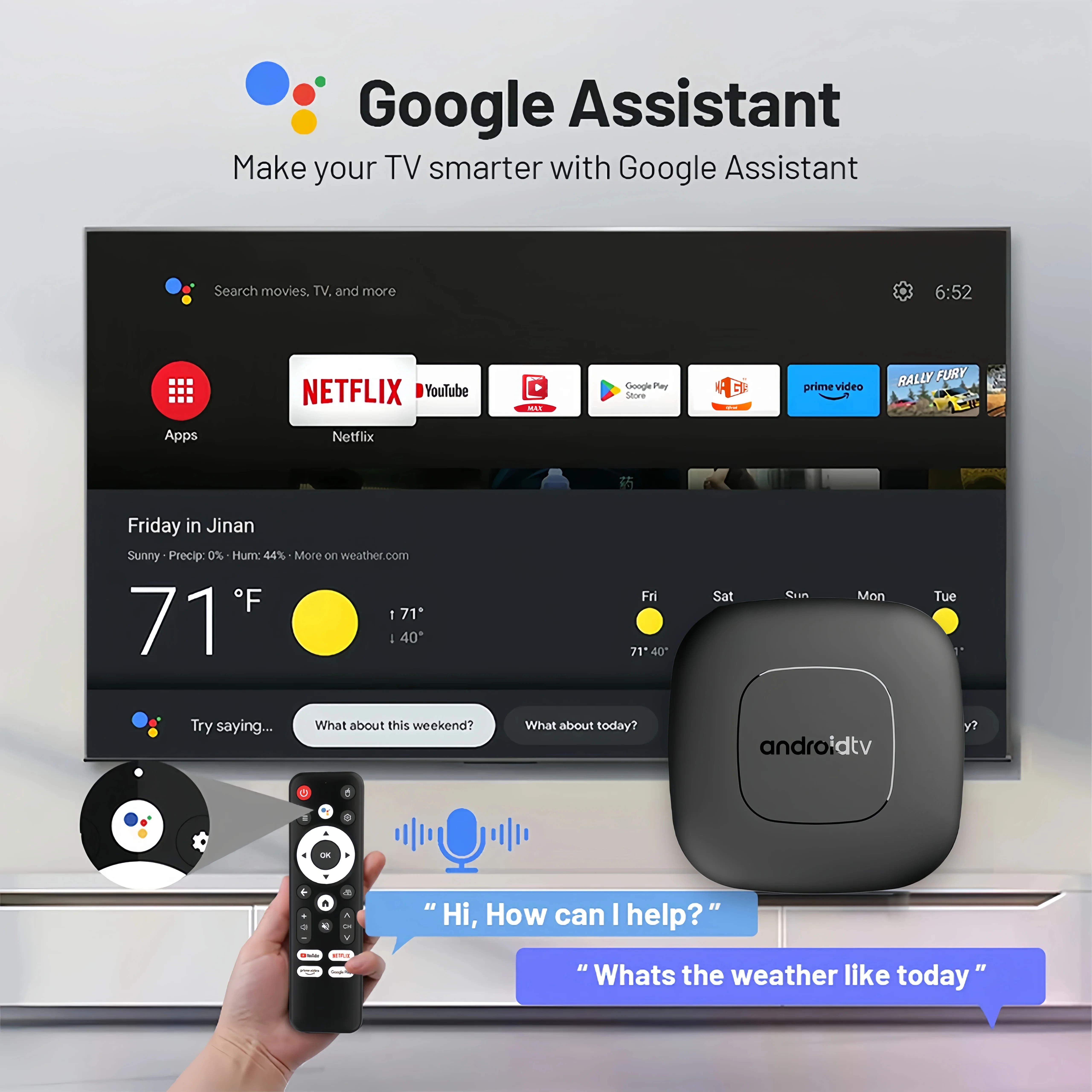 Smart Home Theater TV Box Android13  Allwinner H313 Google Assistant Netflix Streaming Bluetooth Media Player 2.4G/5G Wifi 4