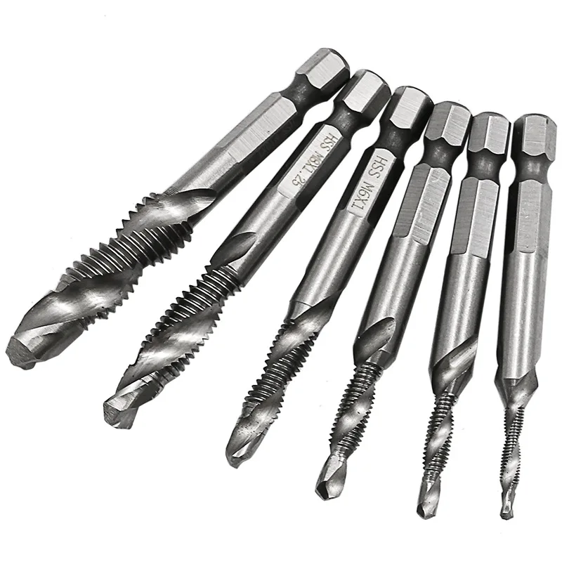 6 Tarauds HSS Plaqués Titane - M3, M4, M5, M6, M8, M10 - Tige Hexagonale Pour Filetage Métrique