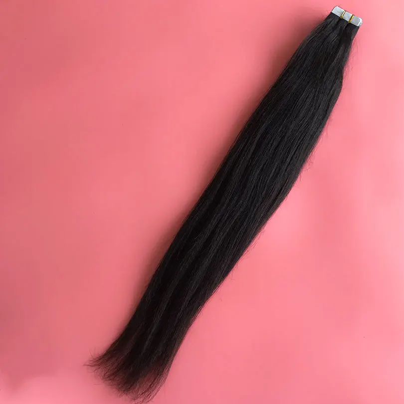 Skin Weft Malaysian Hair Yaki Straight Human Hair Tape In Extensions 40 Pieces Per Pack 8-30inch Black Brown