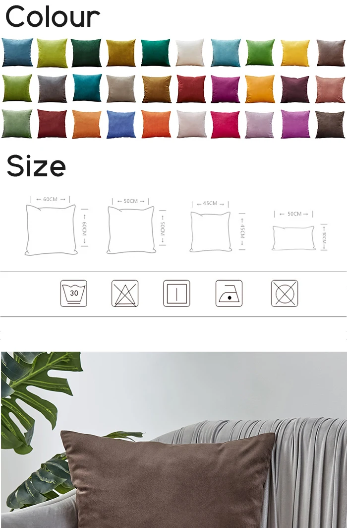 Description Picture 3 of itemVelvet Cushion Cover Coffee Soft Pillow Cover 45X45 Pillow Case for Living Room Sofa Nordic Home Decor Throw Pillow Cover