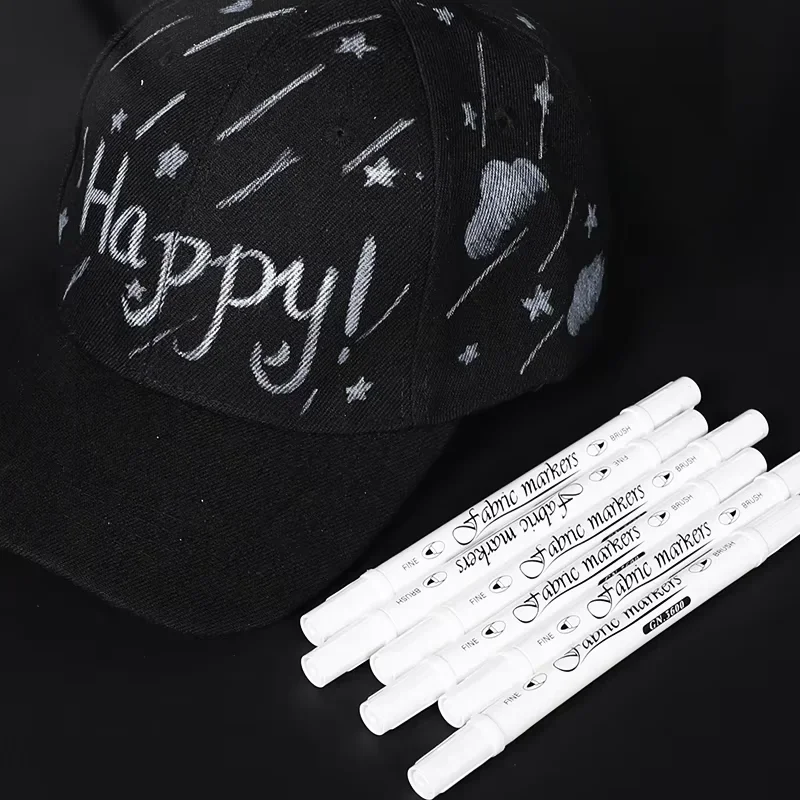 White Waterproof Permanent Fabric Textile Marker Pen Set for T Shirt Shoes Clothes Wood Stone DIY Art Graffiti Drawing Painting