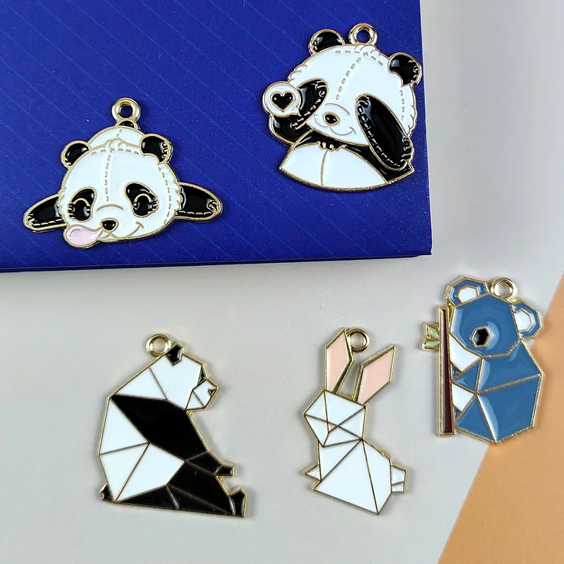 

10pcs Enamel Origami Animals Metal Charms for Jewelry Making Kawaii Earrings Bear Rabbit Pendant Diy Accessories