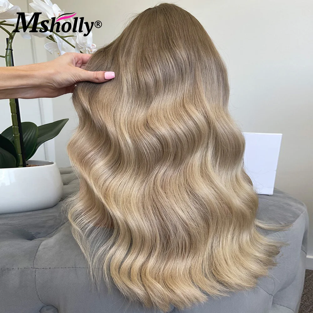 Ash Blonde Lace Front Ombre Wig For Women 13x4 Body Wave Pre Plucked Human Hair Wigs Loose Wave Transparent Lace Frontal Wigs
