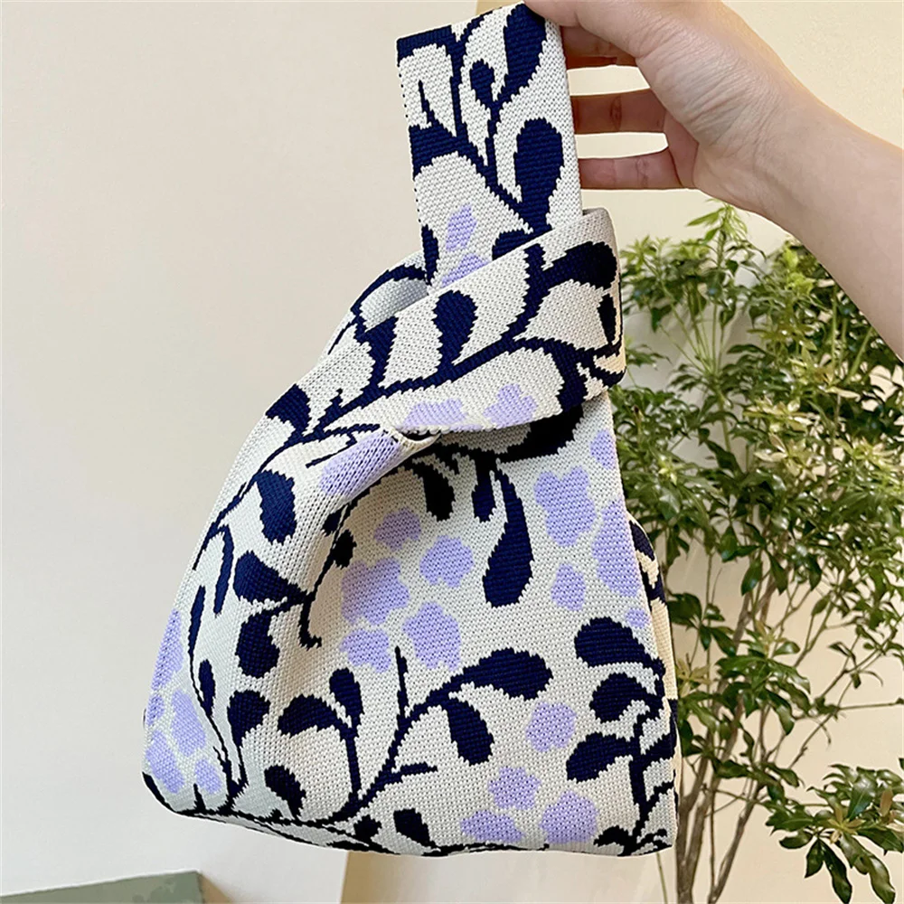 

Новые вязаные сумки, женская нишевая дизайнерская сумка в рустикальном стиле с веточками и верхом, Студенческая многоразовая сумка для покупок, кошелек для ключей