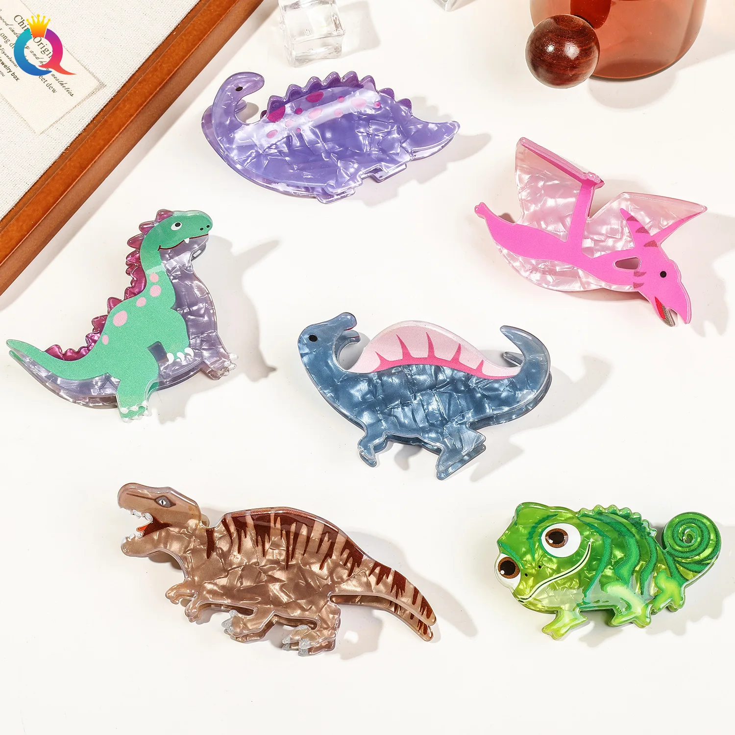 Pascal Rapunzel Lizard Hair Clip Acrylic Cartoon Dinosaur Hair Clip Cute Plate Grab Girls Shark Accessories hair accessories,hair clips