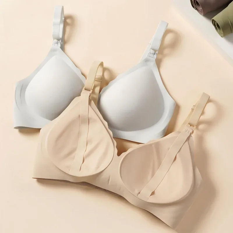 Front Open Nursing Bra Maternity Jelly Gel Laser Cutting Seamless Underwear Ultra Thin Breastfeeding Bra For Pregnant Women 4