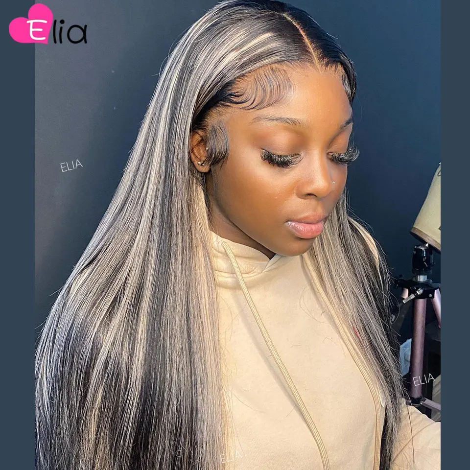 Human Hair Wig 613 with Black Highlights Transparent 13x6 Lace Front Straight 13x4 Lace Frontal For Women Preplucked