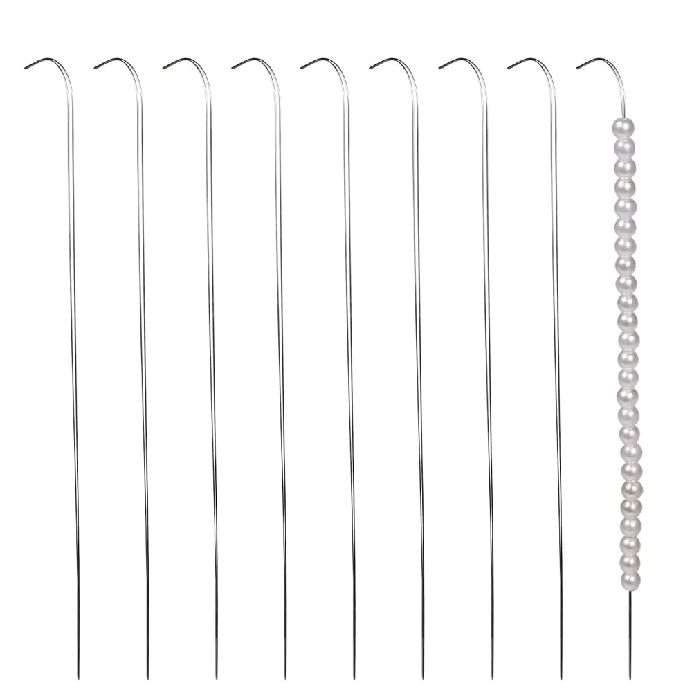 10/5PCS Big Eye Opening Curved Beading Needles Stainless Steel Bead Spinner Needle Beading Tools