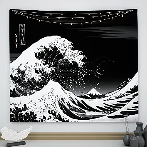 Japanese Kanagawa Big Wave Tapestry Psychedelic Tapestry Teen Indie Room Decor Macrame Wall Hanging Large Fabric Wall tapestry decorations
