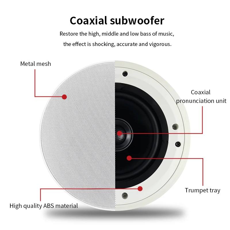 S5D Kits 20W Coaxial Smart Bluetooth-compatible Home Theater Sound In-Wall Loudspeaker Amplifier Ceiling Speaker bluetooth speaker wall ceiling speaker