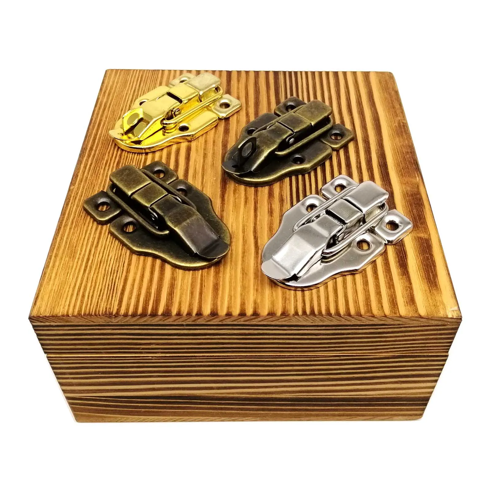 Antique Brass Bronze Silver Golden Heavy Duty Trunk Toggle Catch 4pc Jewelry Chest Wooden Wine Box Case Suitcase Hasp Latch Lock