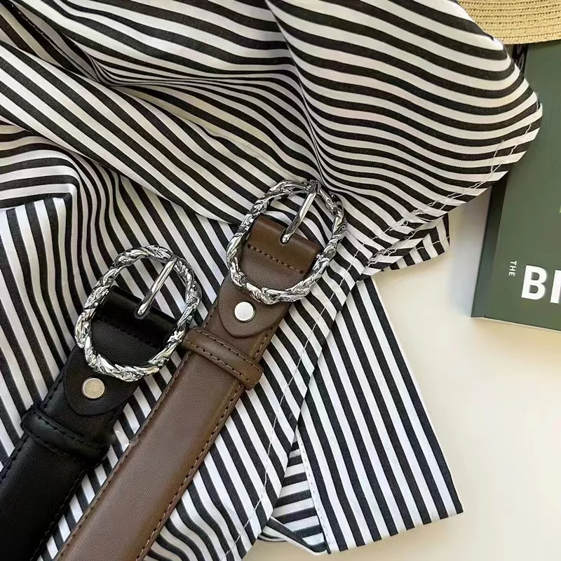 

Silver Buckle Waistband, High Sense Women's Waistband, Rotating Shape Buckle, Student Waistband Decoration Set, Waist Seal Belt