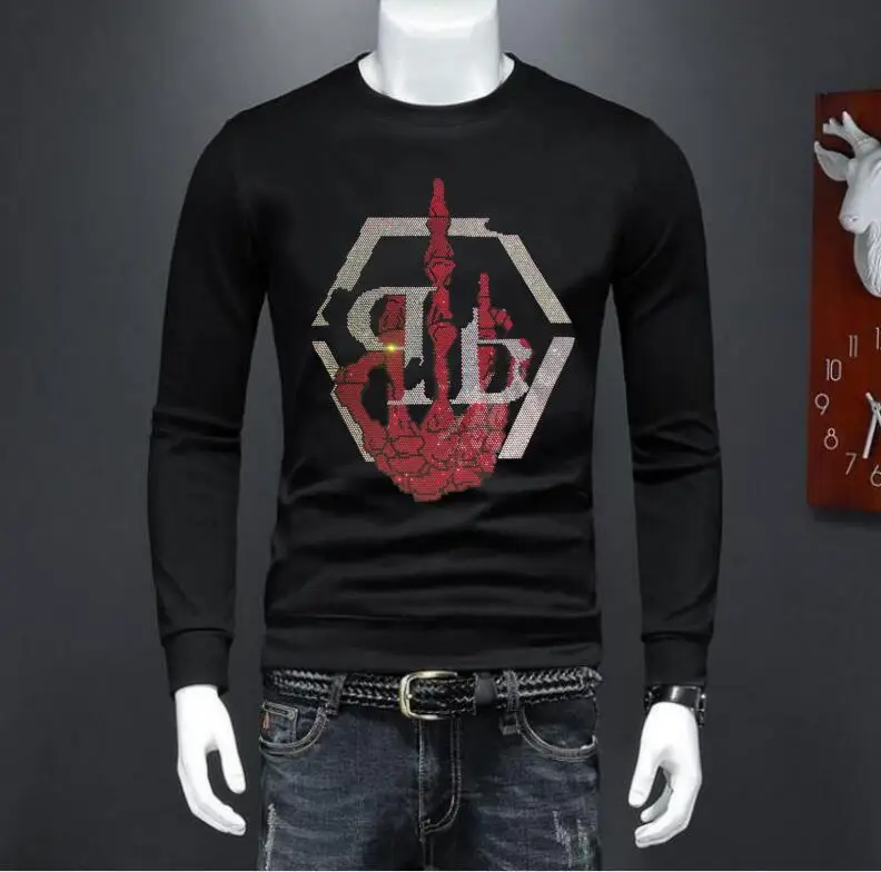 

2023 Men Streetwear Designer Rhinestone Sweatshirt top drop shipping
